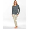 Dámske pyžamo dlhé - tm. šedá žlutobílá