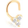 Šperky eshop - Zahnutý piercing do nosa zo žltého 14K zlata - tri ligotavé číre zirkóny S2GG96.06 Šperky eshop - Zahnutý piercing do nosa zo žltého 14K zlata - tri ligotavé číre zirkóny S2GG96.06
