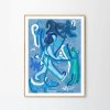 Moikka Plagát Blue Lady by Stine Belden Røed 50x70cm Moikka Plagát Blue Lady by Stine Belden Røed 50x70cm