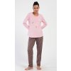 Dámské pyžamo dlouhé Flowers - světle lososová - L Dámské pyžamo dlouhé Flowers - světle lososová - L