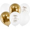 PartyDeco Latexové balóniky biele a zlaté Happy birthday to you PartyDeco Latexové balóniky biele a zlaté Happy birthday to you
