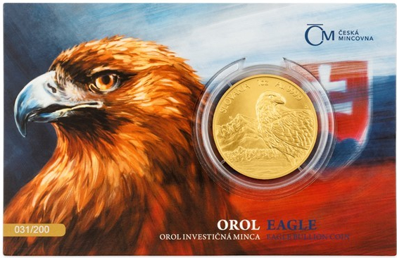 Česká mincovna zlatá uncová minca Orol 2021 stand číslovaný 1 oz