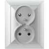 Dvojitá zapustená zásuvka 2x2P+E Pearl, 16A, 250V, PT-6P, strieborná Dvojitá zapustená zásuvka 2x2P+E Pearl, 16A, 250V, PT-6P, strieborná