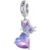 For Silver Strieborný prívesok s fialovým skleneným srdcom a motýľom – Striebro 925 For Silver Strieborný prívesok s fialovým skleneným srdcom a motýľom – Striebro 925