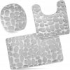 Sada troch univerzálnych kúpeľňových koberčekov šedých kameňov Sada troch univerzálnych kúpeľňových koberčekov šedých kameňov