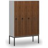 Drevená šatníková skrinka S4 s podnožou, 4 oddiely, 1871 x 1200 x 500 mm, demont, kódový zámok, sivá/orech Drevená šatníková skrinka S4 s podnožou, 4 oddiely, 1871 x 1200 x 500 mm, demont, kódový zámok, sivá/orech