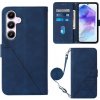 Peňaženkové kožené puzdro Crossbody 3D Embossed na Galaxy A55 5G - Modrá Peňaženkové kožené puzdro Crossbody 3D Embossed na Galaxy A55 5G - Modrá
