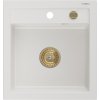 Mexen Vito, granitový drez 520x490x210 mm, 1-komorový, biela so zlatým sifónom, 6503521000-20-G Mexen Vito, granitový drez 520x490x210 mm, 1-komorový, biela so zlatým sifónom, 6503521000-20-G