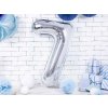 PartyDeco Fóliový balón číslo 7 strieborný 86 cm