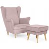 Wilsondo Kreslo ušiak s taburetom Dory - svetloružová Wilsondo Kreslo ušiak s taburetom Dory - svetloružová