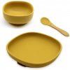 Malý Ježko Silikónový jedálenský set pre deti Mustard Yellow 3 dielny