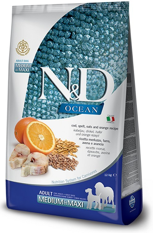 N&D OCEAN Adult Medium a maxi cod and orange 12 kg