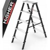 Obojstranný skladací oceľový rebrík pre domácnosť HIGHER 2x5 stupňov, nosnosť 150 kg Obojstranný skladací oceľový rebrík pre domácnosť HIGHER 2x5 stupňov, nosnosť 150 kg