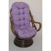 Nábytek PEGAS Ratanové houpací křeslo Swivel hnědé polstr fialový melír Nábytek PEGAS Ratanové houpací křeslo Swivel hnědé polstr fialový melír