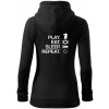Eat sleep play - šach - Mikina dámska trendy zipper s kapucňou - XL ( Čierna ) Eat sleep play - šach - Mikina dámska trendy zipper s kapucňou - XL ( Čierna )