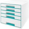 LEITZ Zásuvkový box WOW CUBE, 5 zásuviek, biela/ľadovo modrá LEITZ Zásuvkový box WOW CUBE, 5 zásuviek, biela/ľadovo modrá