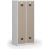 Kovová šatníková skrinka S1 s medzistenou, 2 oddiely, 1850 x 800 x 500 mm, cylindrický zámok, béžové dvere Kovová šatníková skrinka S1 s medzistenou, 2 oddiely, 1850 x 800 x 500 mm, cylindrický zámok, béžové dvere