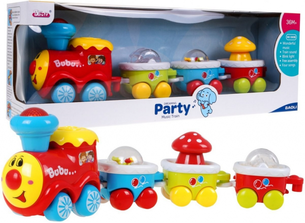 Majlo Toys Interaktívny vláčik so svetlami a zvukmi Party Train