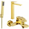 MEXEN/S - Uno R77 Set umývadlovej a vaňovej batérie s príslušenstvom, zlato 71413R77-50 MEXEN/S - Uno R77 Set umývadlovej a vaňovej batérie s príslušenstvom, zlato 71413R77-50