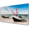 Skleneny obraz Loďka pláž príroda 100x50 cm Skleneny obraz Loďka pláž príroda 100x50 cm