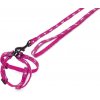 Nobby Nastaviteľný nylonový postroj pre zajace s vodítkom purpurový so vzorom s dĺžkou vodítka 1 m
