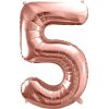 PartyDeco Fóliový balón Číslo 5 ružové zlato 86cm