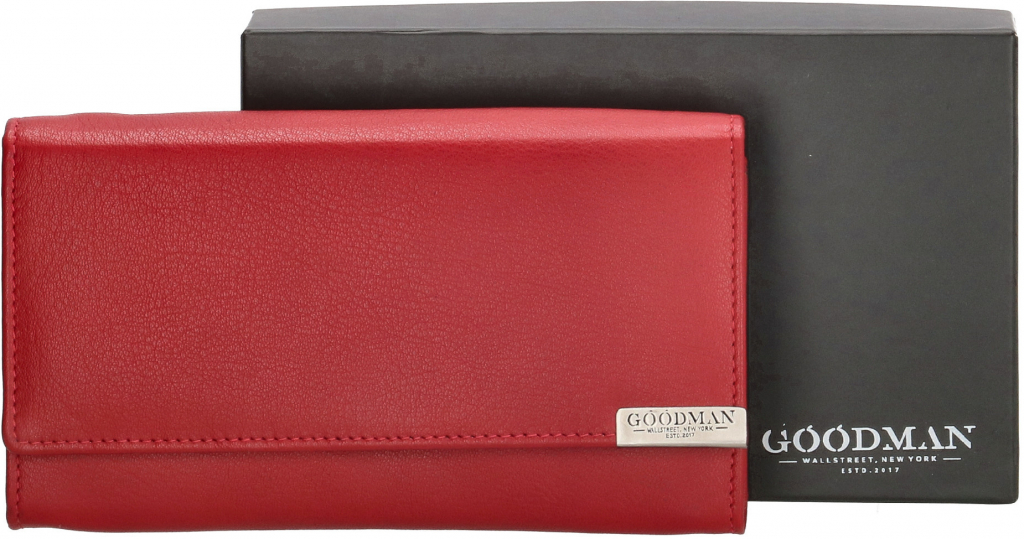 Goodman Luxusná kožená dámska peňaženka v krabičke červená