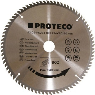 PROTECO 42.09-PK254-80 kotúč pílový s SK plátkami 254x3.0x30 80 zubov + redukcia 30/20 mm