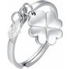 LUCA BARRA Oceľový prsteň so štvorlístkom a bielym zirkónom LUCA BARRA Oceľový prsteň so štvorlístkom a bielym zirkónom