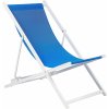 BELIANI Skladacia plážová stolička modrá látkové sedadlo biely rám ležadlo na terasu s nastaviteľným operadlom
