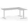 Výškovo nastaviteľný stôl, 180x140 cm, 3 motory, L/P, biela podnož, sivá Výškovo nastaviteľný stôl, 180x140 cm, 3 motory, L/P, biela podnož, sivá