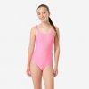Decathlon Dievčenské jednodielne plavky Lila so sukničkou ružové