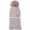 Pletený set - čiapka Fashion Style s brmbolcom a tunel 42-460 ružová-ihneď Pletený set - čiapka Fashion Style s brmbolcom a tunel 42-460 ružová-ihneď