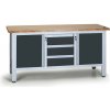 Pracovný stôl do dielne G6, 3 zásuvky, 2 skrinky, 1690 x 600 x 860 - 900 mm, grafit Pracovný stôl do dielne G6, 3 zásuvky, 2 skrinky, 1690 x 600 x 860 - 900 mm, grafit