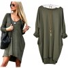 Fashionweek Pohodlné Teplákové šaty, tunika trubka + náhrdelník OVERSIZE MS01 Farba: Khaki, Veľkosť: Universal Fashionweek Pohodlné Teplákové šaty, tunika trubka + náhrdelník OVERSIZE MS01 Farba: Khaki, Veľkosť: Universal