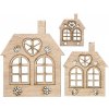 Autronic Drevená ozdoba rôzne veľkosti na zavesenie Domčeky, 18 ks
