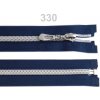Špirálový zips so striebornými zúbkami šírka 7 mm dĺžka 65 cm - 1 ks - modrá tmavá - 330 modrá tmavá