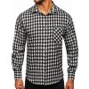 Bielo-čierna pánska flanelová košeľa s károvaným vzorom a dlhými rukávmi Bolf 2025-2 Bielo-čierna pánska flanelová košeľa s károvaným vzorom a dlhými rukávmi Bolf 2025-2