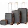 KONO Set 4 cestovných kufrov s horizontálnym dizajnom - ABS - sivo hnedá- 10L/44L/66L/96L KONO Set 4 cestovných kufrov s horizontálnym dizajnom - ABS - sivo hnedá- 10L/44L/66L/96L