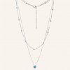 SilveAmo Strieborný vrstvený náhrdelník s modrým opálom KL2OPG.1087