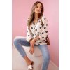 Fashionweek košeľová lanová blúzka kvetinová potlač K22069 béžová