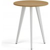 Konferenčný stôl PRIMO VIBE, priemer 60 cm, biela podnož, buk Konferenčný stôl PRIMO VIBE, priemer 60 cm, biela podnož, buk