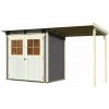 KARIBU GLUCKSBURG 2 drevený domček + prístavok 190 cm (83230) 387 x 156 cm, terragrau LG3490 KARIBU GLUCKSBURG 2 drevený domček + prístavok 190 cm (83230) 387 x 156 cm, terragrau LG3490