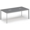 Rokovací stôl PRIMO INVITATION, 200x100 cm, grafit + 2x stolná zásuvka TYP I, strieborná Rokovací stôl PRIMO INVITATION, 200x100 cm, grafit + 2x stolná zásuvka TYP I, strieborná