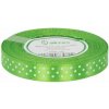 Stuha saténová trávovázelená s bielymi bodkami 1,2 cm / 22 m Stuha saténová trávovázelená s bielymi bodkami 1,2 cm / 22 m