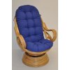 Nábytek PEGAS Ratanové houpací křeslo Swivel medové polstr modrý melír Nábytek PEGAS Ratanové houpací křeslo Swivel medové polstr modrý melír