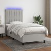 Box spring postel s matrací a LED světle šedá 90x190 cm textil Šedá 3134997 Box spring postel s matrací a LED světle šedá 90x190 cm textil Šedá 3134997