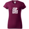 Handel Tričko Eat Sleep Gym Repeat fuchsiová