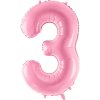 PartyDeco Fóliový balón narodeninové číslo 3 ružový 86cm PartyDeco Fóliový balón narodeninové číslo 3 ružový 86cm