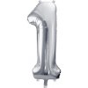 PartyDeco BALÓN ČÍSLO fóliový 1 strieborné 86cm PartyDeco BALÓN ČÍSLO fóliový 1 strieborné 86cm